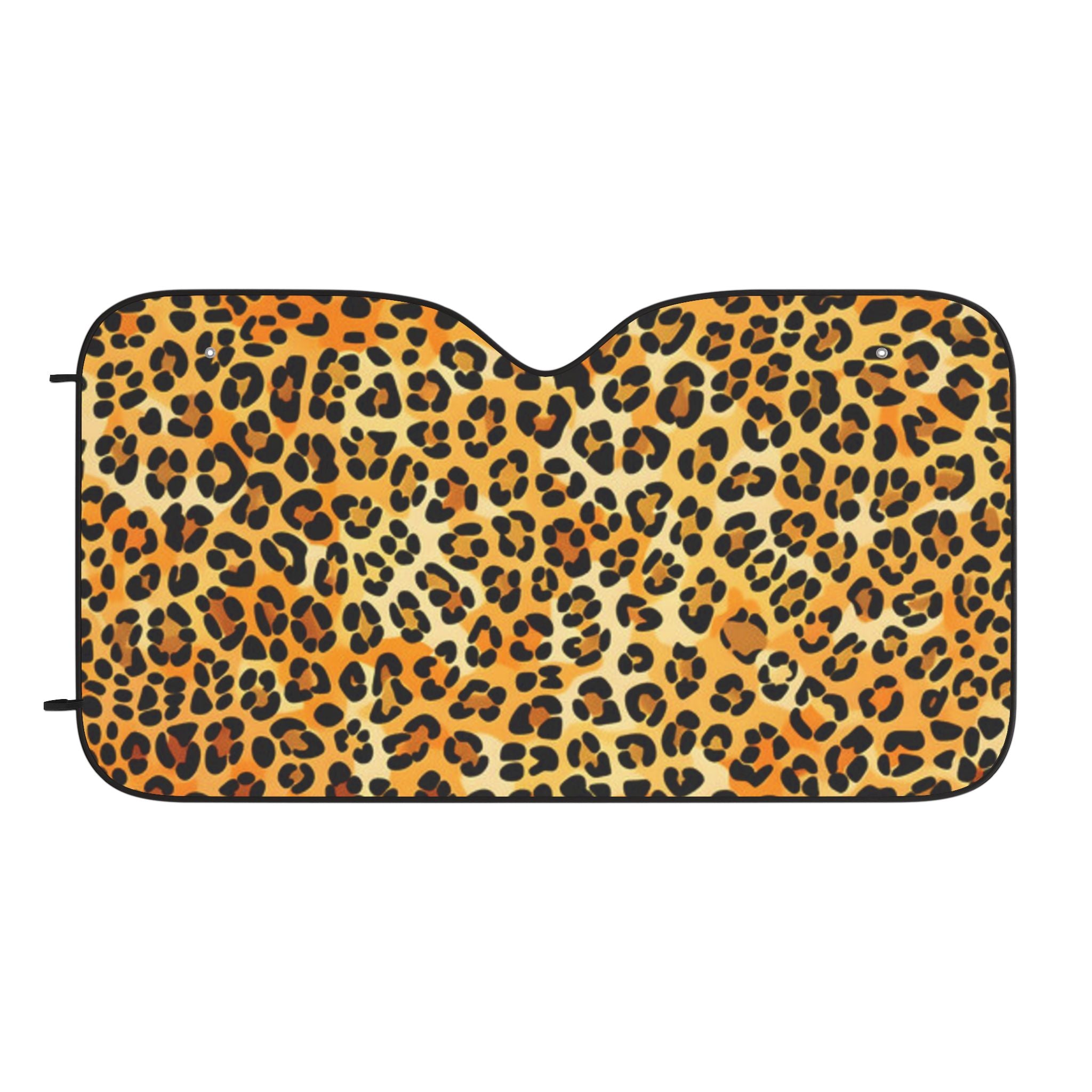 Leopard Print Car Sun Shade - UV Blocking Windshield Protector