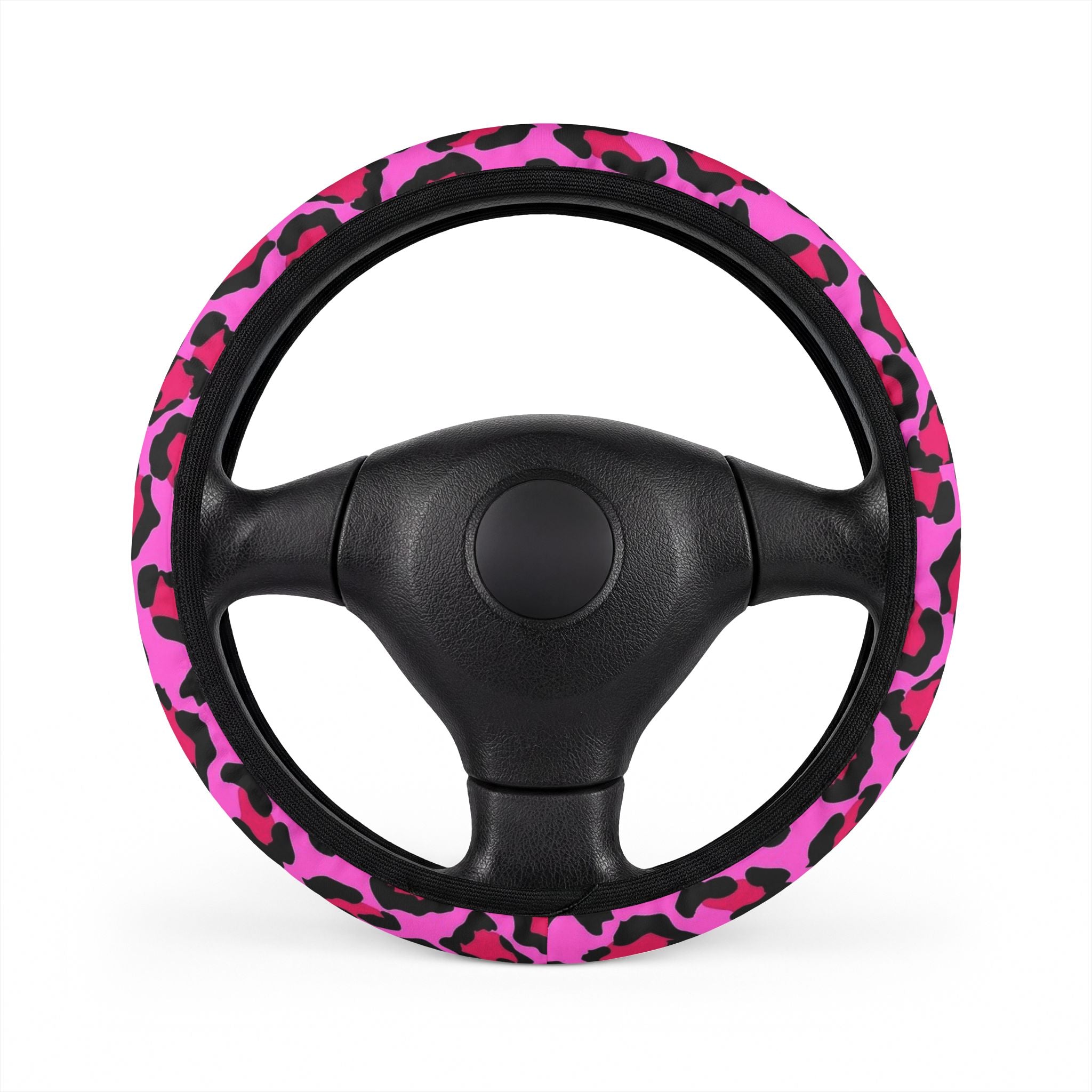Pink Leopard Steering Wheel Cover — Bold Animal Print Car Accessory