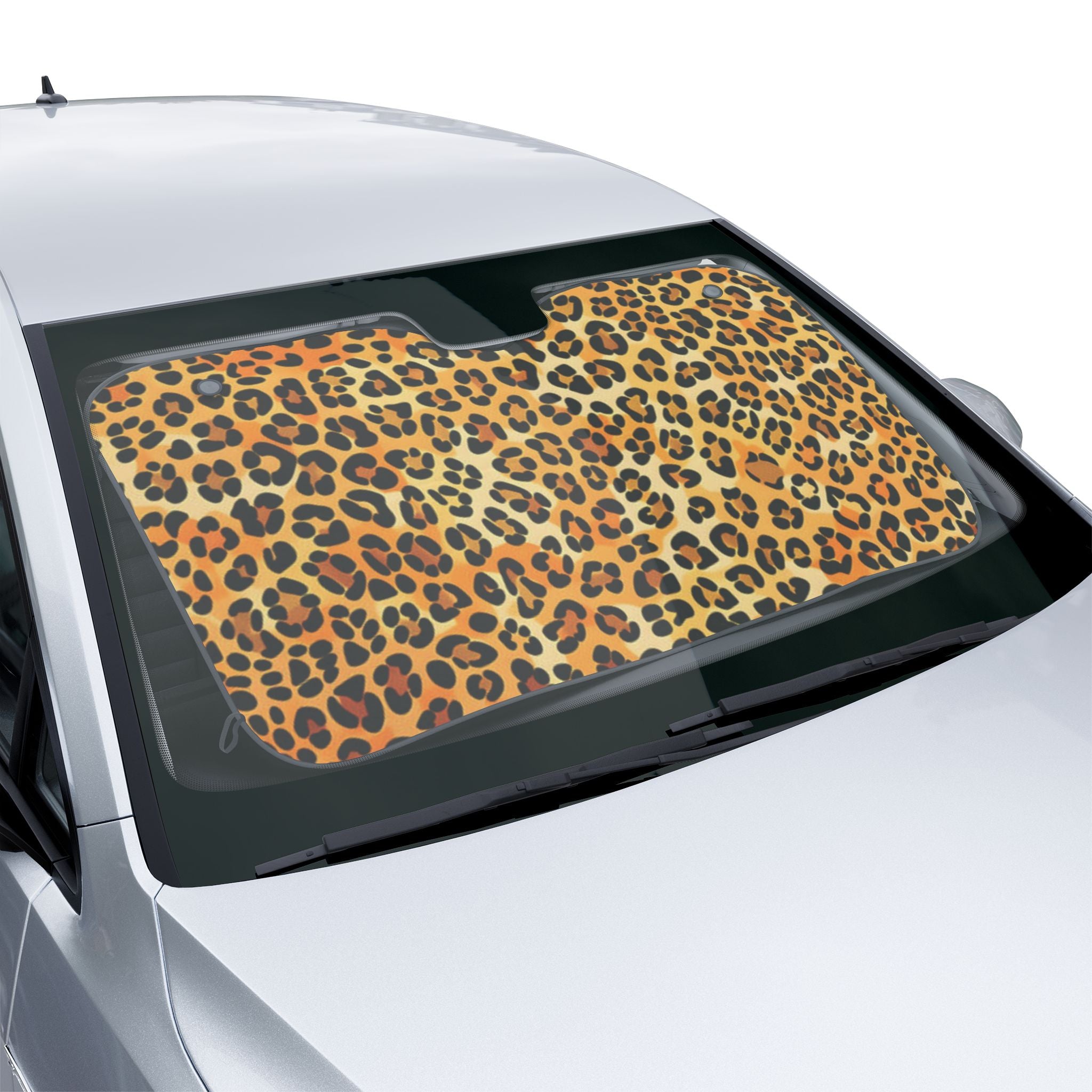 Leopard Print Car Sun Shade - UV Blocking Windshield Protector