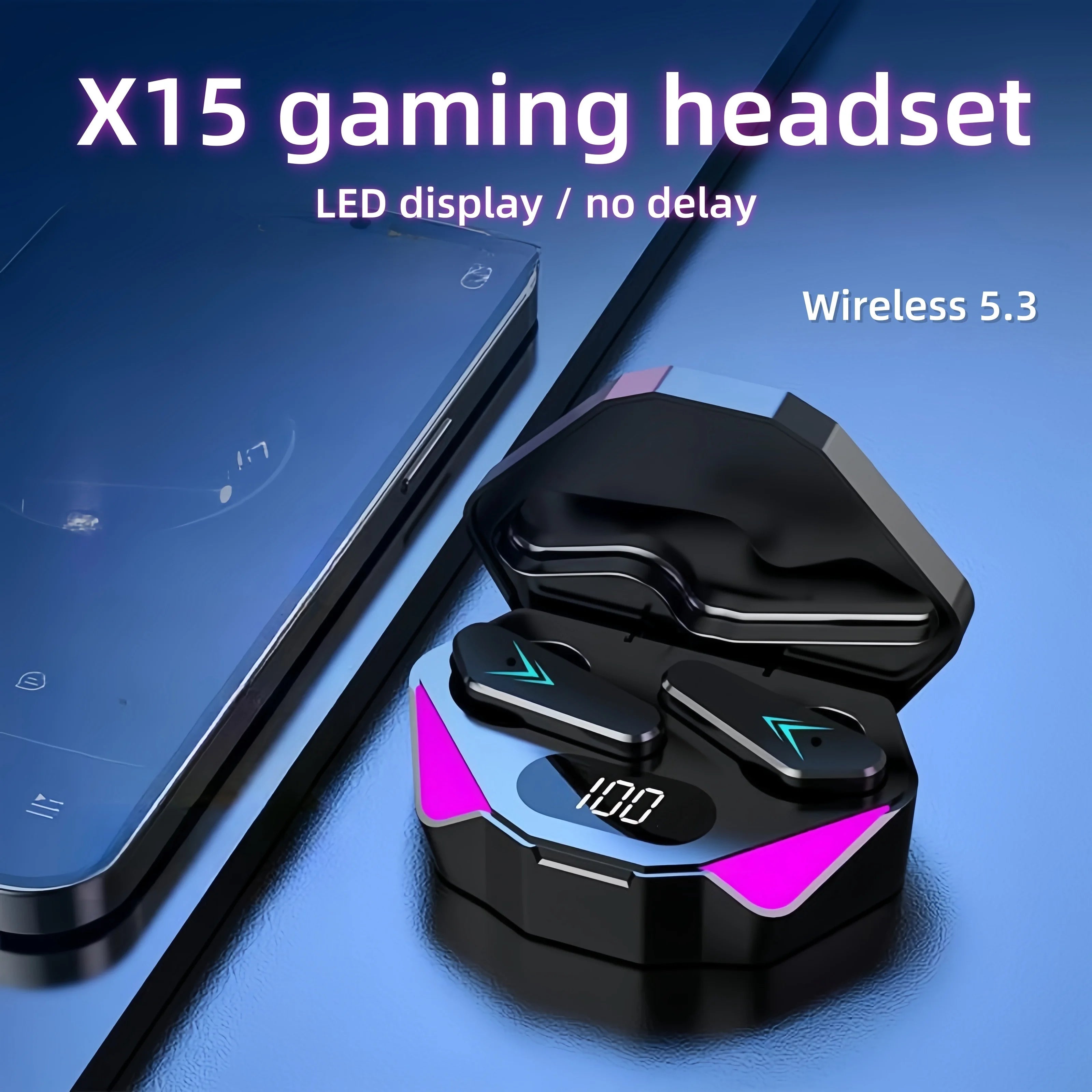 X15 TWS Wireless Bluetooth Earbuds LED Display Gaming In-Ear Headphones with Volume Control