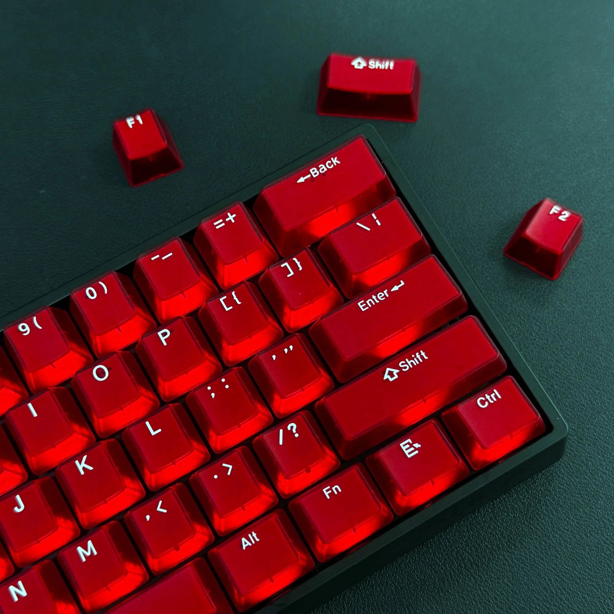 114 Keys Red Jade Pudding Keycaps